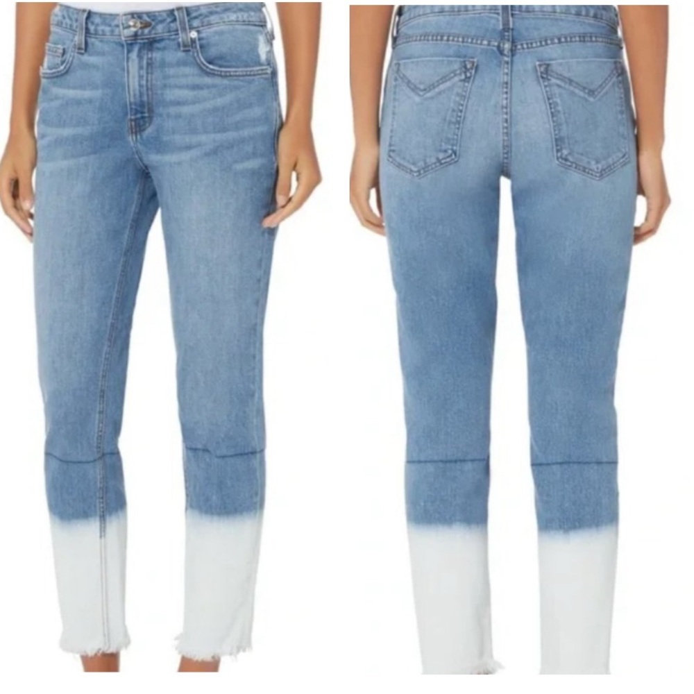 DEREK LAM DENIM MILA MID-RISE GIRLFRIEND JEANS BLUE/WHITE NWOT SIZE 28